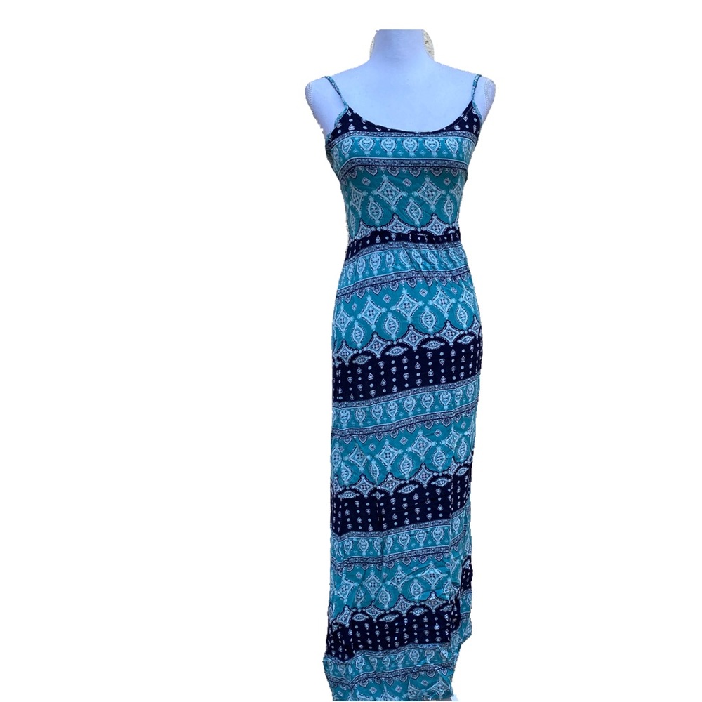 Pink Republic womans vintage maxi long blue dress Size M